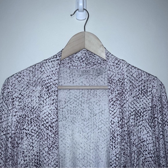 LOGO By Lori Goldstein Mixed Media Open Front Cardigan - Picture 2 of 5